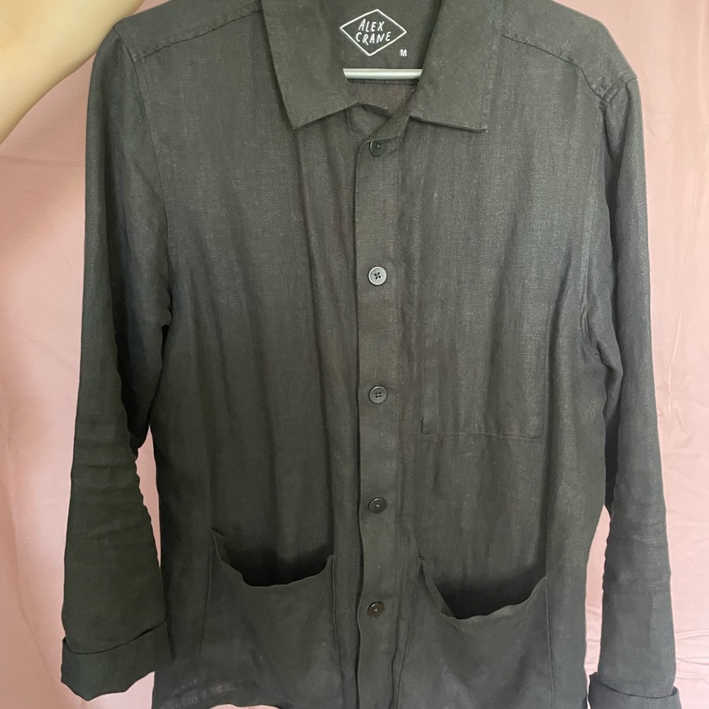 Alex Crane Men's Black Linen Kite Jacket - Picture 2 of 3